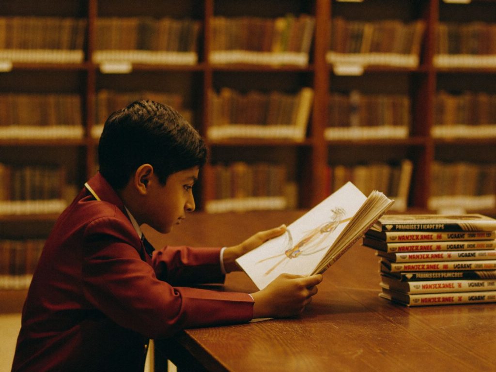 Students reading in the school library