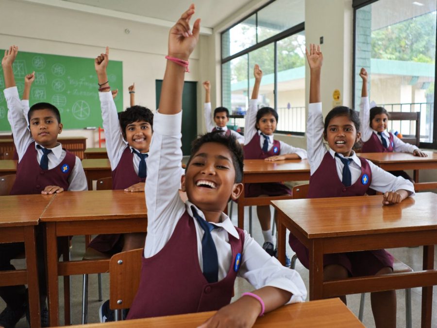A smart classroom in use at GRT Mahalakshmi Vidyalaya