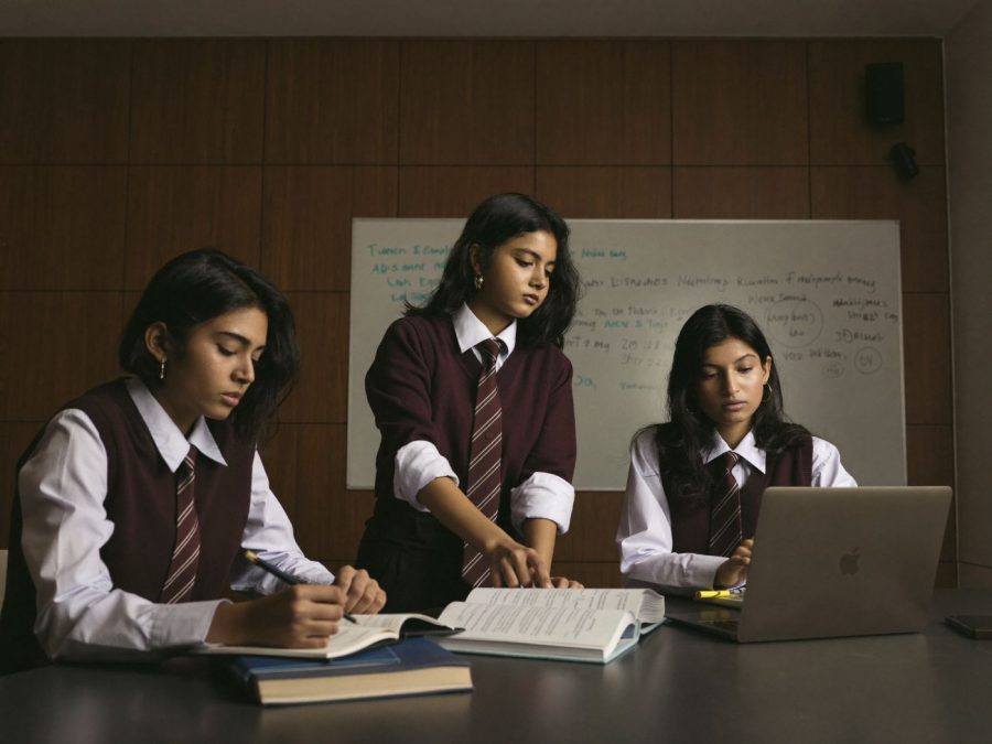 Higher secondary students in the laboratory