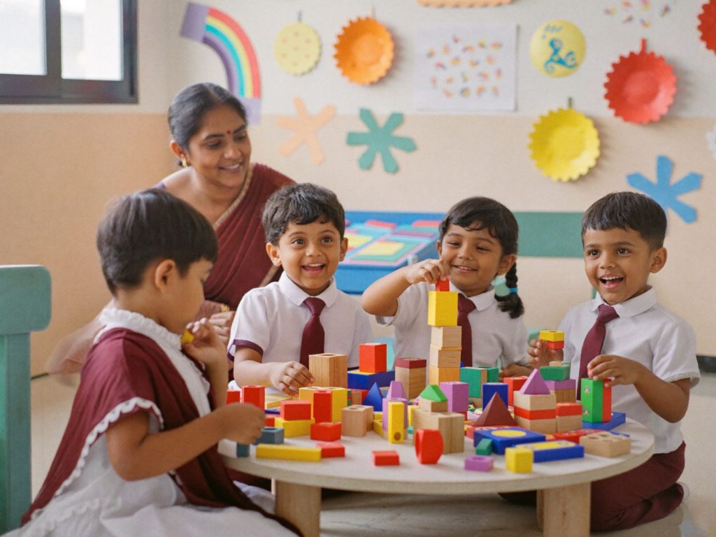 Kindergarten children at play-based learning